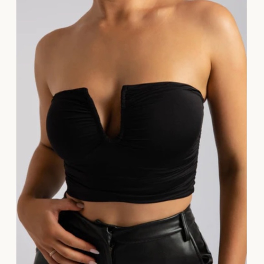 NWOT Meshki Leah strapless black top